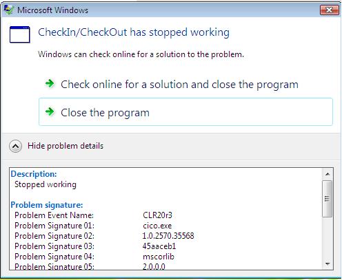 Windows Vista Program Stopped Working